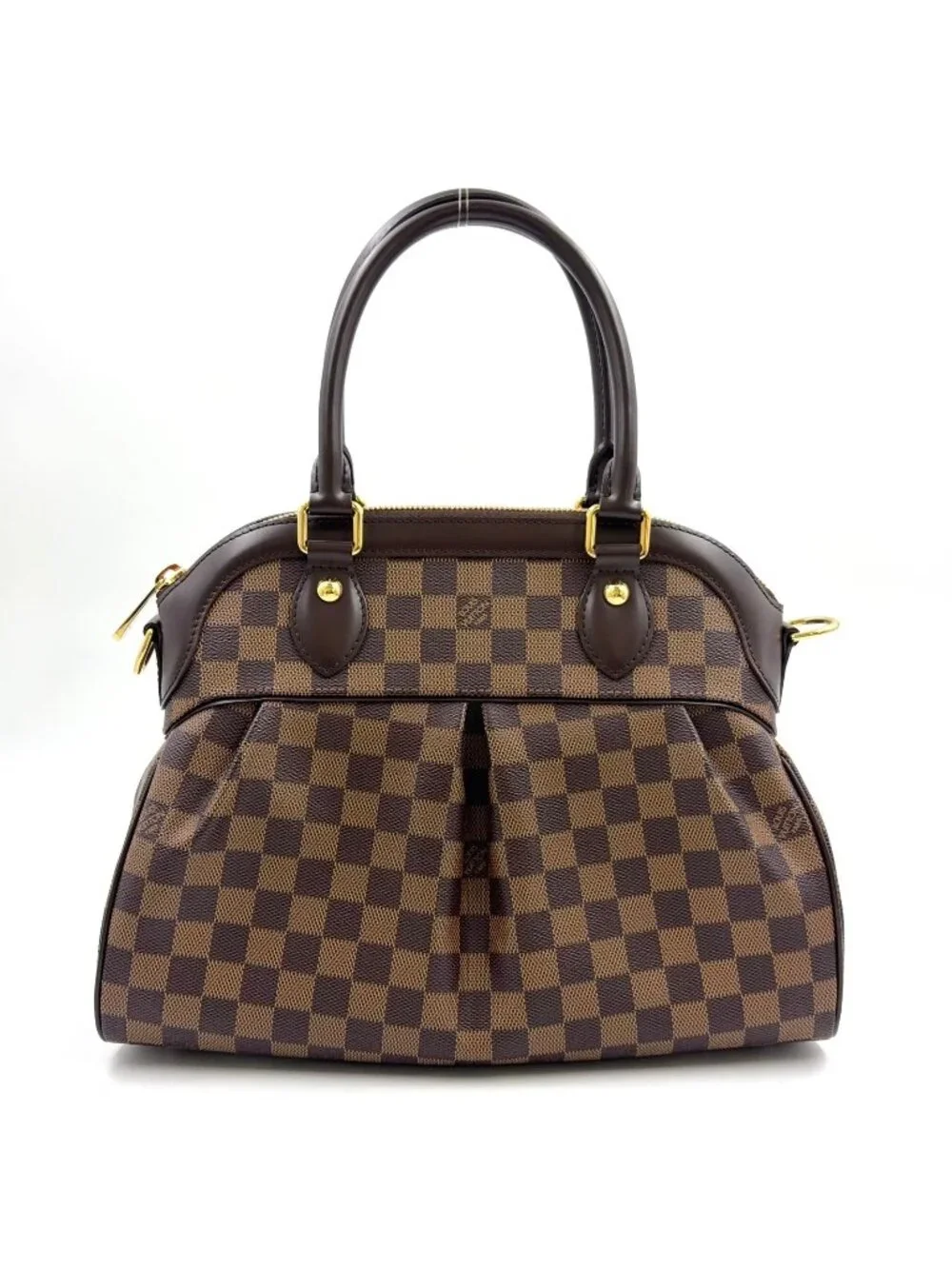 Louis Vuitton Trevi PM Damier Ebene Leather Brown Handbag Gold